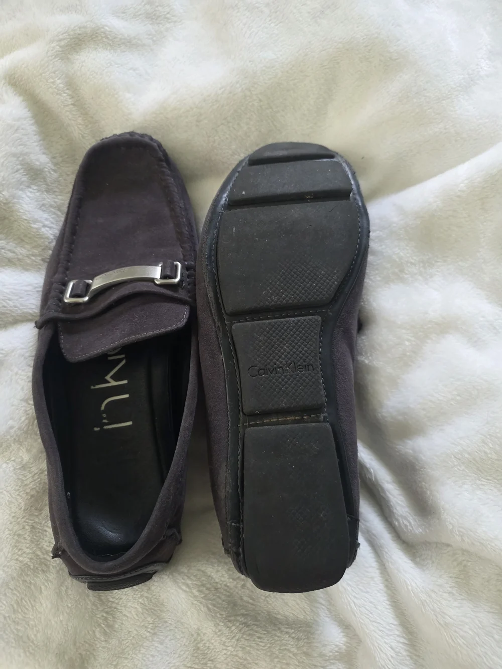 Calvin Klein Men's Dark Grey Suede Moccasin Loafers